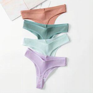 Excitsayno Panties Cotton Striped Underwear Sexy Sports Thongs Lingerie T-Backs